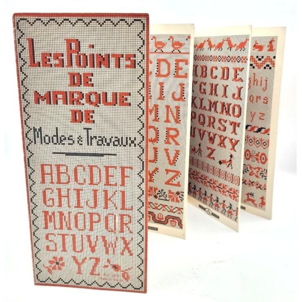 Vintage French Les Points De Marque Cross Stitch Alphabet Book Modes & Travaux
